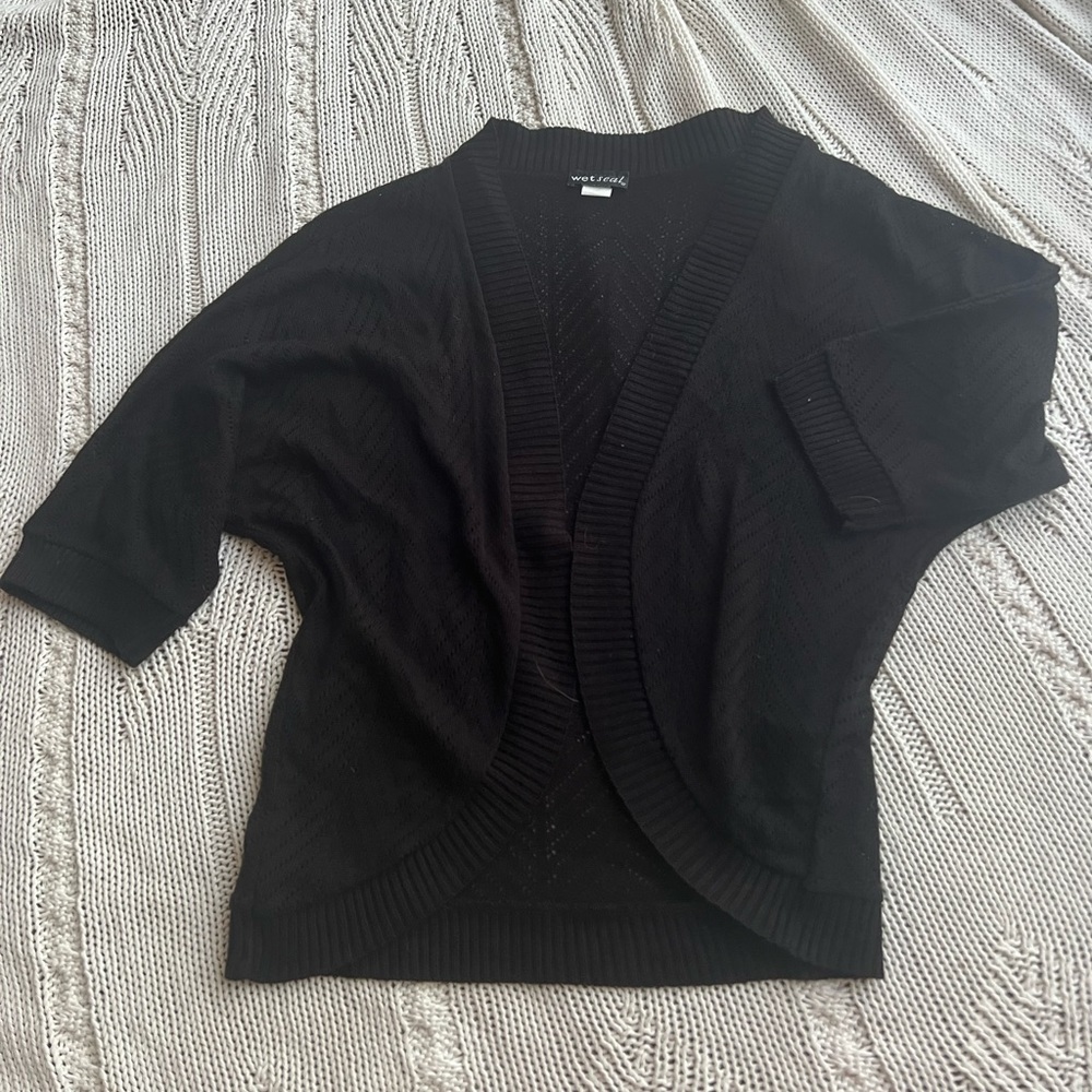 1/2 sleeve black cardigan
